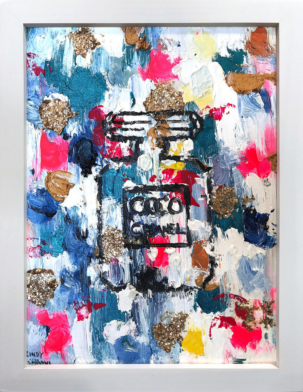 Abstract Oil Painting Gold Leaf Stars 1 of 2