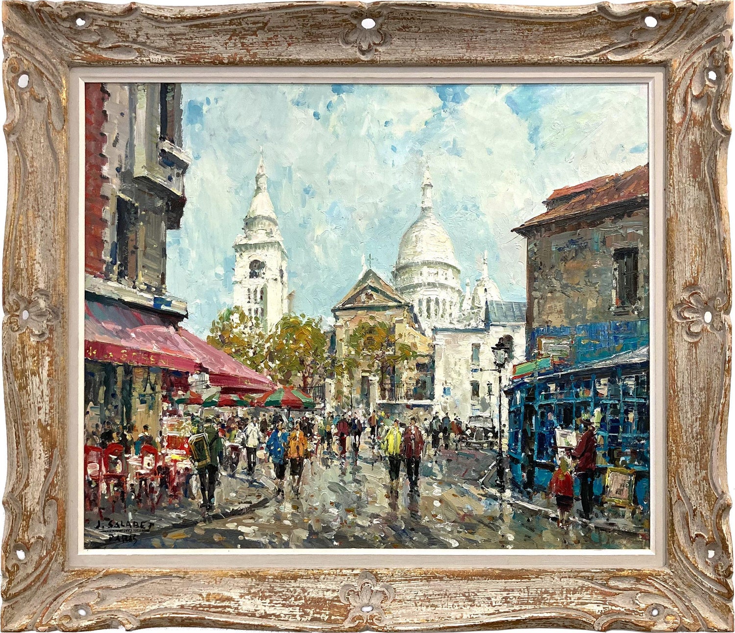 French Impressionist Oil Painting Elisee Maclet Paris Montmartre Street Scene