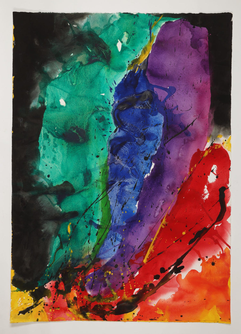 Abstract Expressionist Watercolor Fiery Sky
