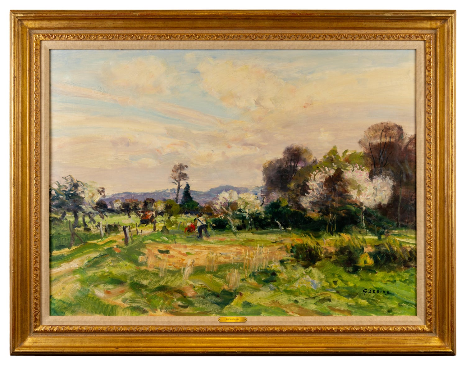 French Post Impressionist Oil Painting Bucolic Wooded Country Lane Gaston Sebire