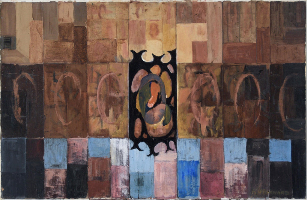 Feminist Surrealist French Abstract Apres Mondrian Oil Painting Myriam Bat Yosef