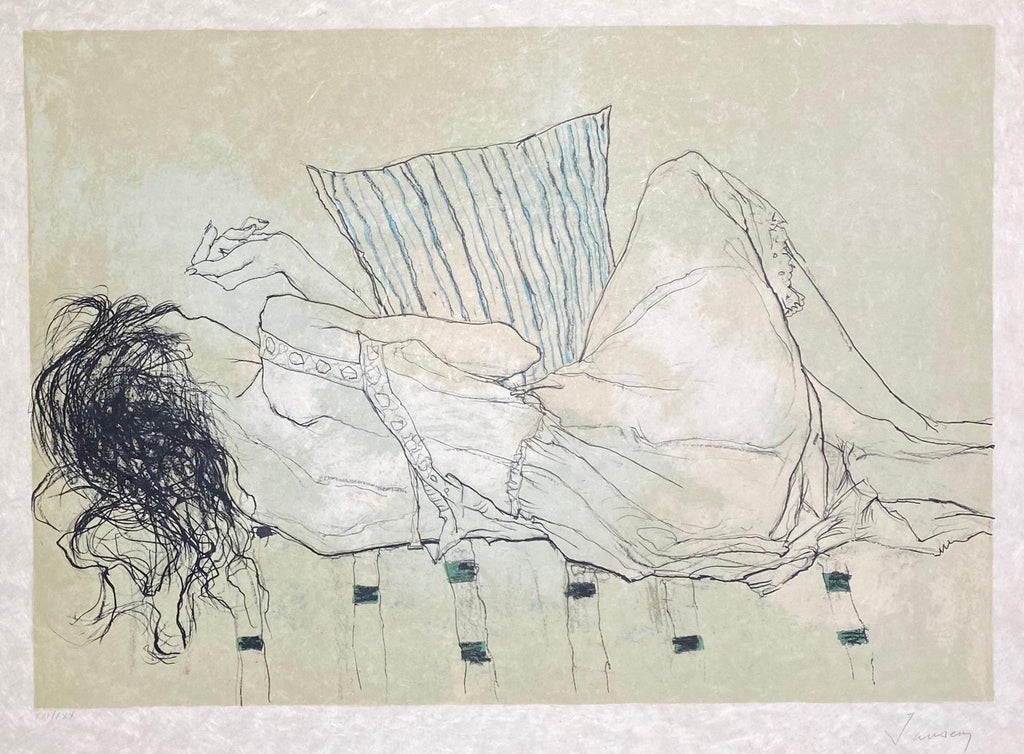 Large Mexican Figurative Expressionist Lithograph Women Juan Sebastian Barbera