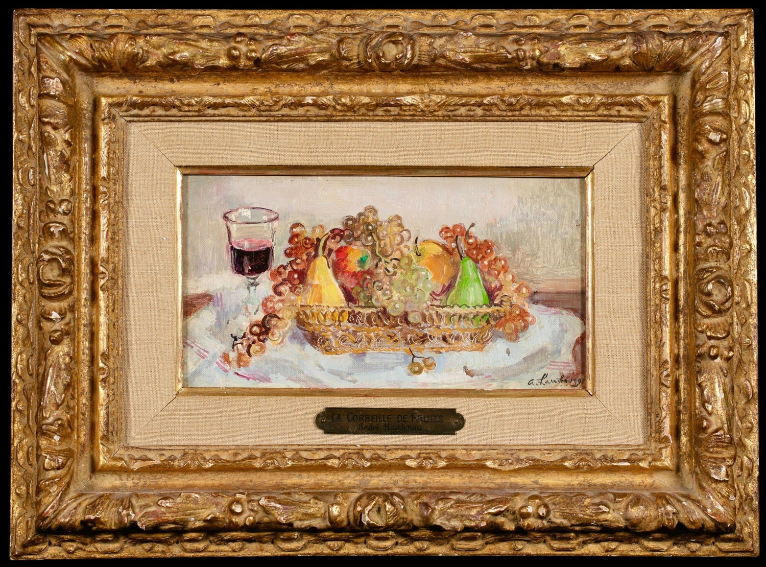 George Deem Appropriation Oil Painting Still Life, fruits, Grapes, Pomegranates