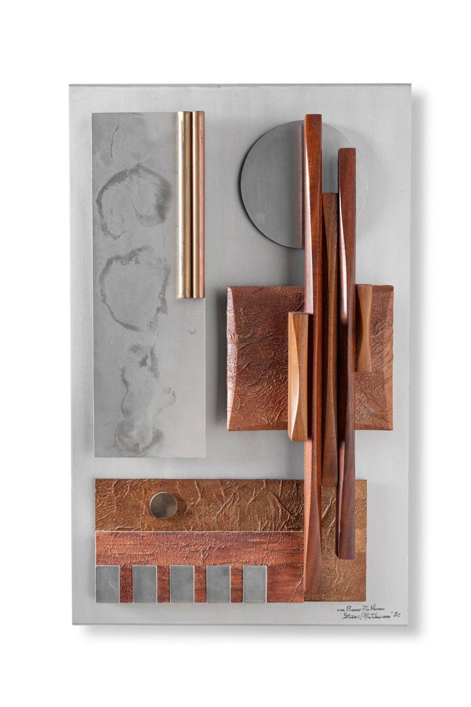 Modernist Detroit Table Sculpture Wood Collage Box Assemblage Americordo Copper