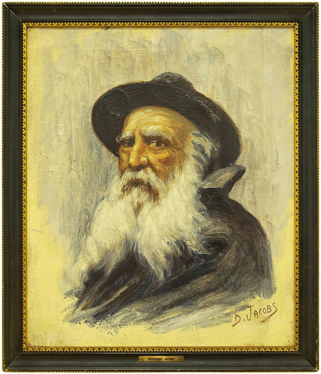 Portrait European Jewish Rabbi Belgian Impressionist Painting Dieudonne Jacobs