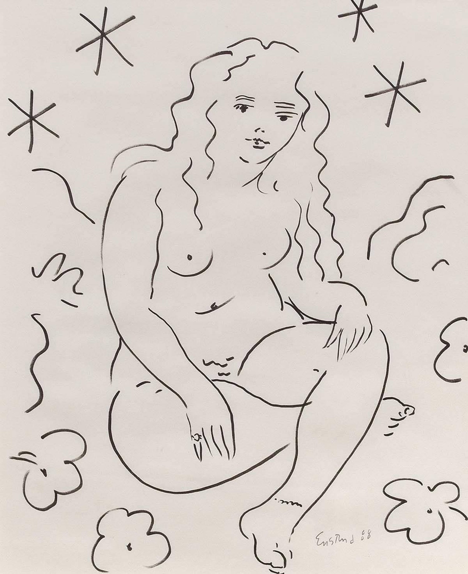 Sitting Nude, Drawing in Ink