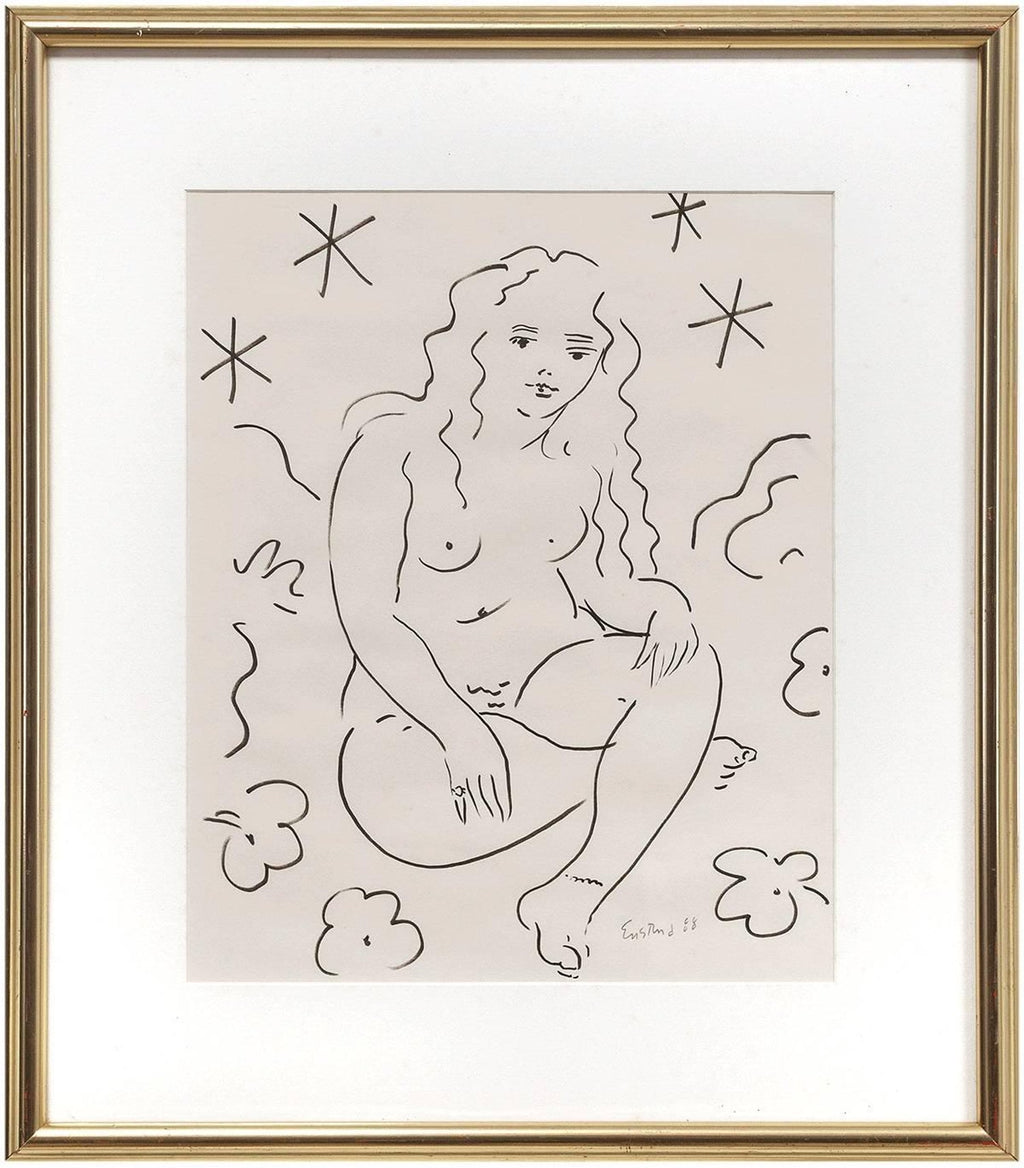 Sitting Nude, Drawing in Ink