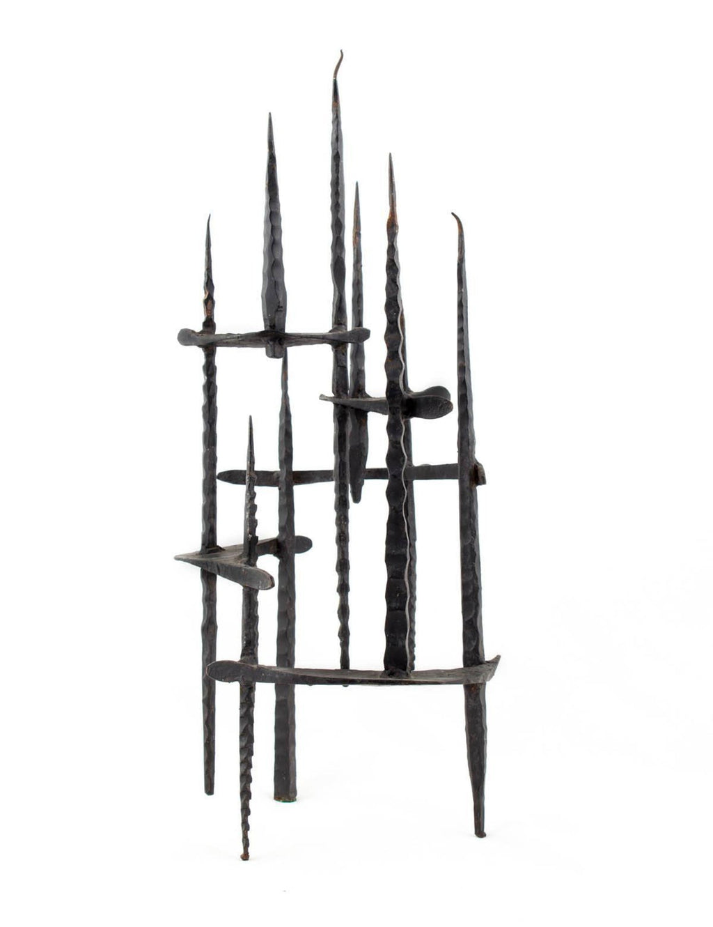 Abstract Mid Century Brutalist Hand Forged Iron Sculpture