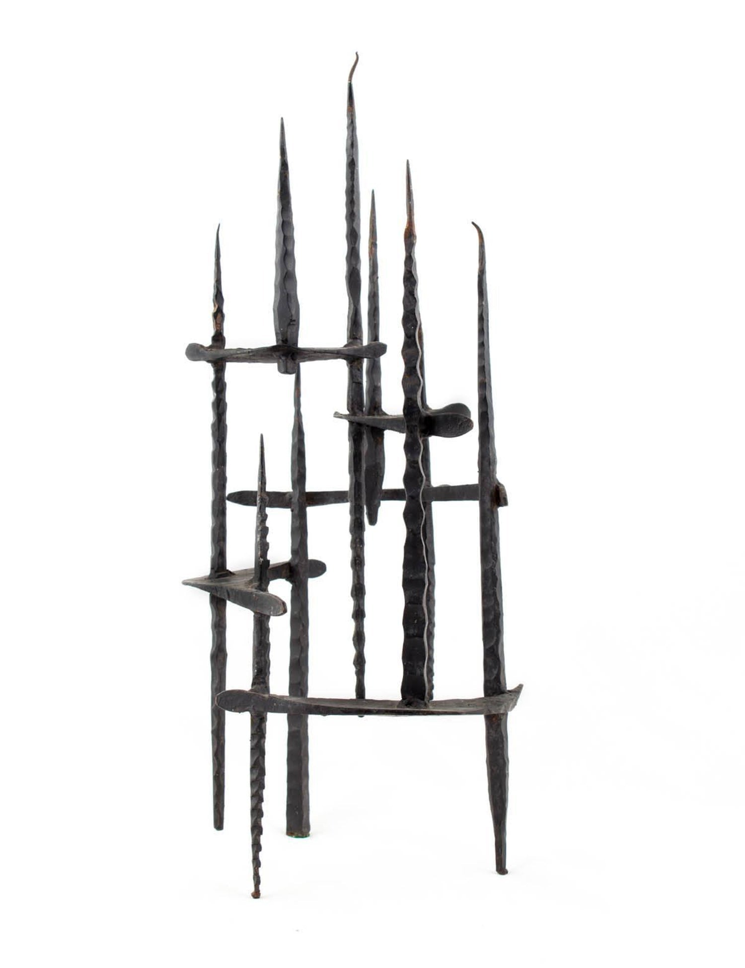 Abstract Mid Century Brutalist Hand Forged Iron Sculpture