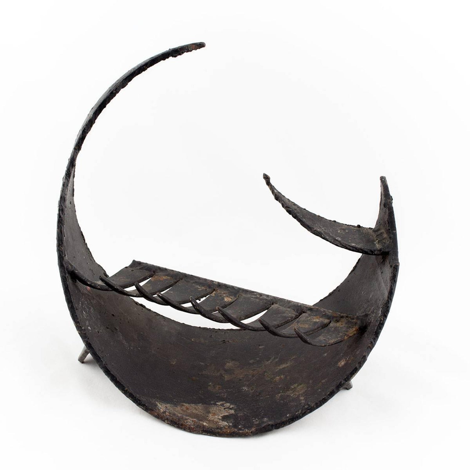 Abstract Mid Century Brutalist Hand Forged Iron Sculpture