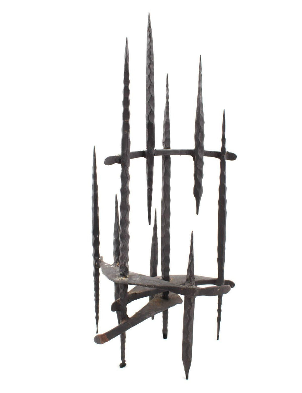 Abstract Mid Century Brutalist Hand Forged Iron Sculpture