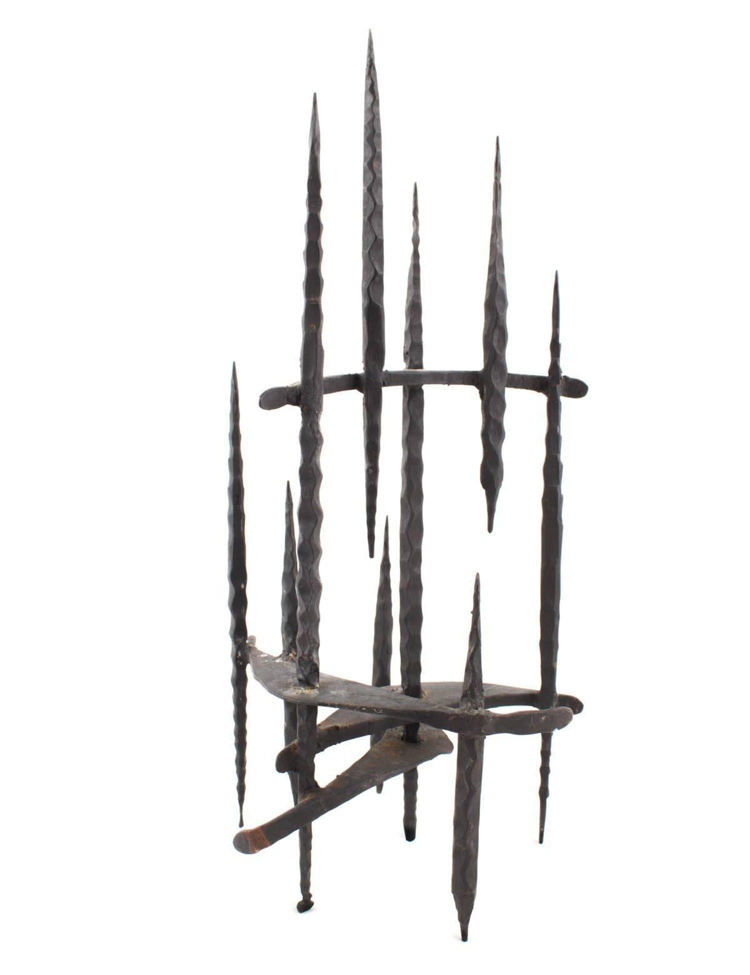 Abstract Mid Century Brutalist Hand Forged Iron Sculpture
