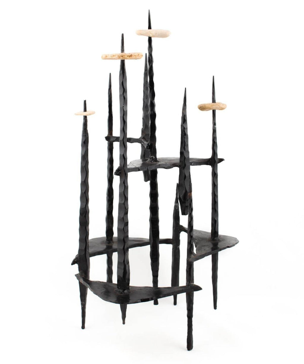 Abstract Mid Century Brutalist Hand Forged Iron Sculpture