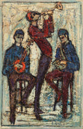 THREE MUSICIANS Large Oil Painting French Israeli Modernist Artist Nissan Engel