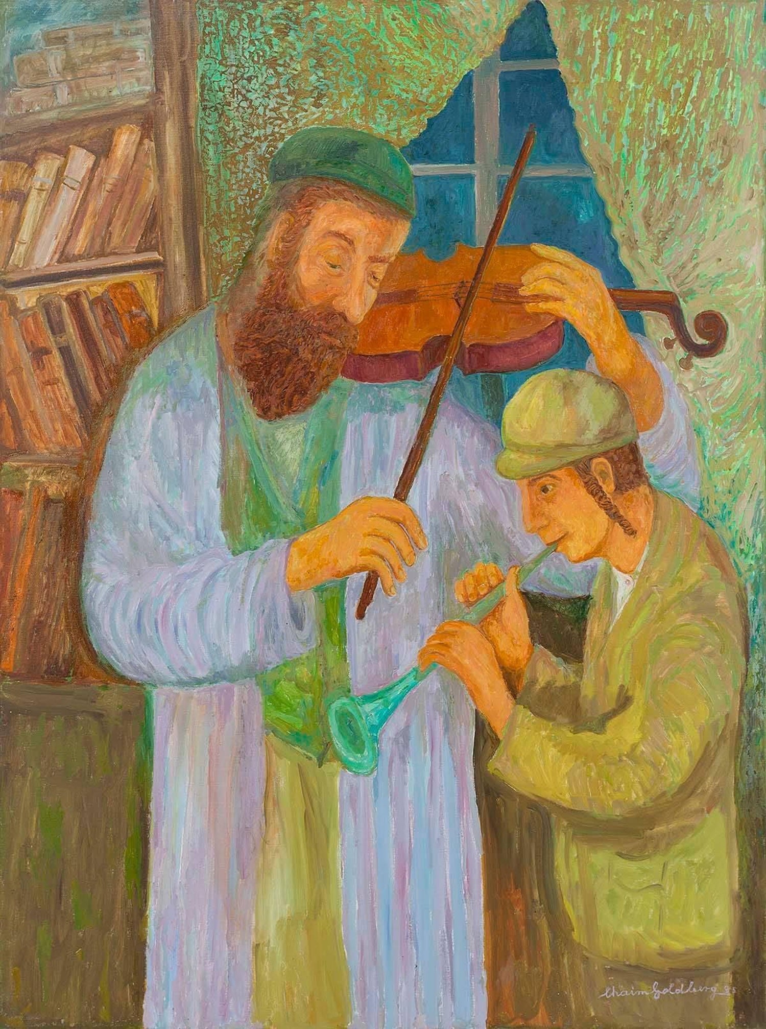 Music Lesson, Judaica Painting, Shtetl Life