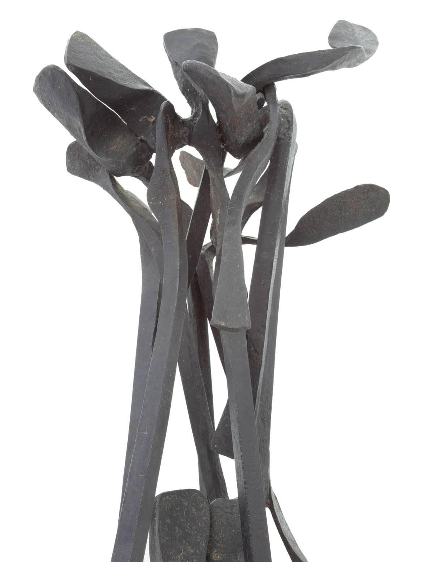Abstract Mid Century Brutalist Hand Forged Iron Sculpture