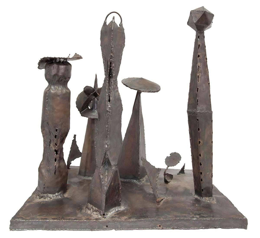 Brutalist Modern Abstract Bronze Sculpture Metropolis Manner of Louise Nevelson