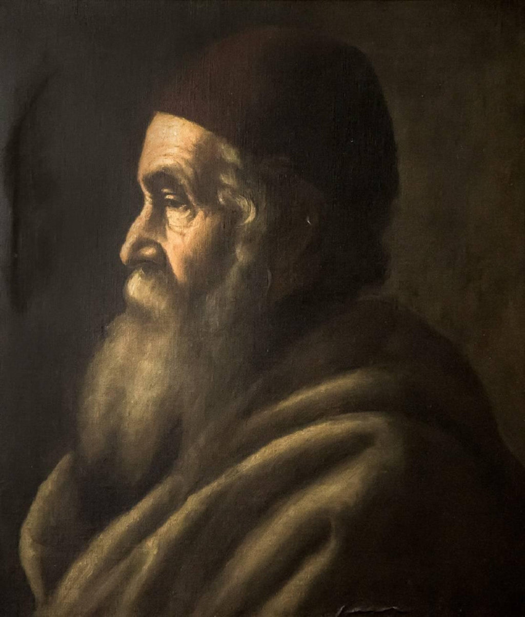 Portrait of a Rabbi Early 20th C. Judaica Painting