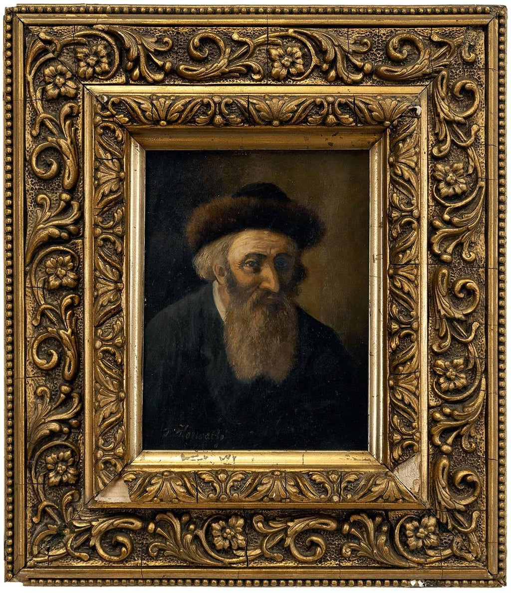 Oil Painting "The Rabbi" Sensitive Judaica Portrait by Italian American master