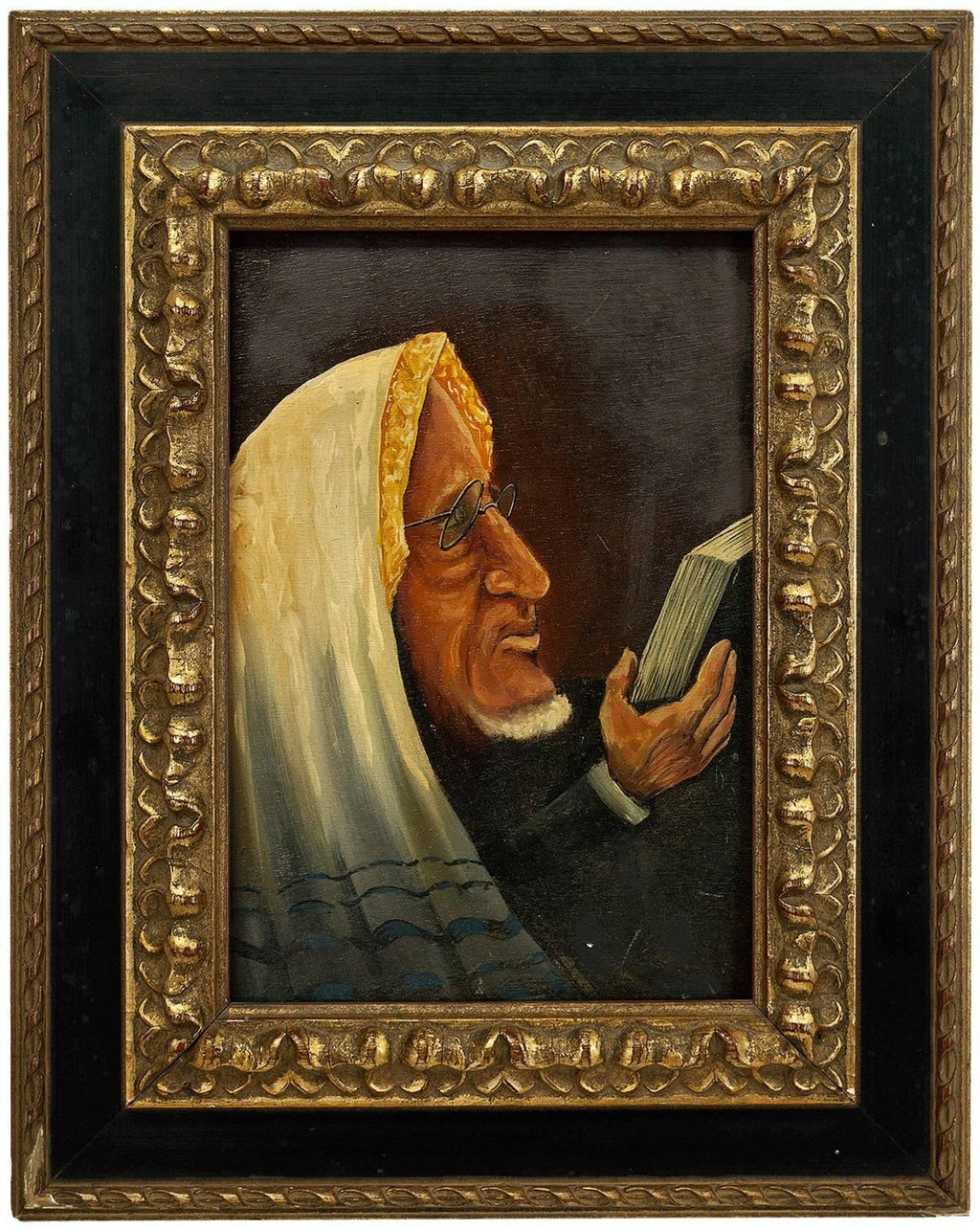 Portrait of a Rabbi Early 20th C. Judaica Painting