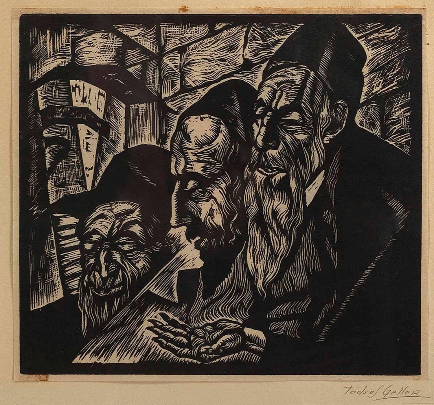 Jack Levine Modernist WPA Artist Ashkenazi Rabbi Etching Judaica Jewish Print