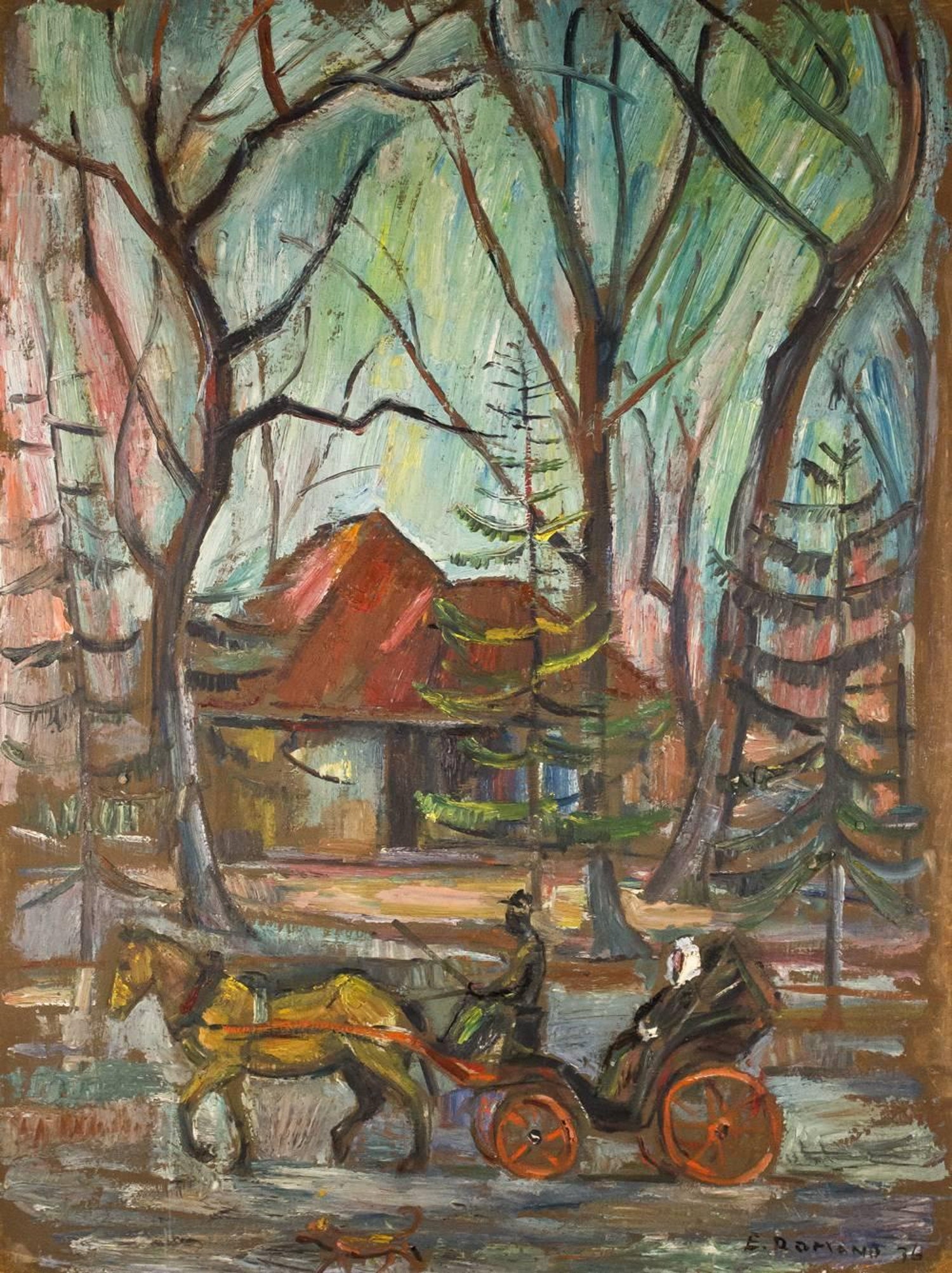 American Modernist Seymour Remenick Oil Painting Men with Pigeons Philadelphia