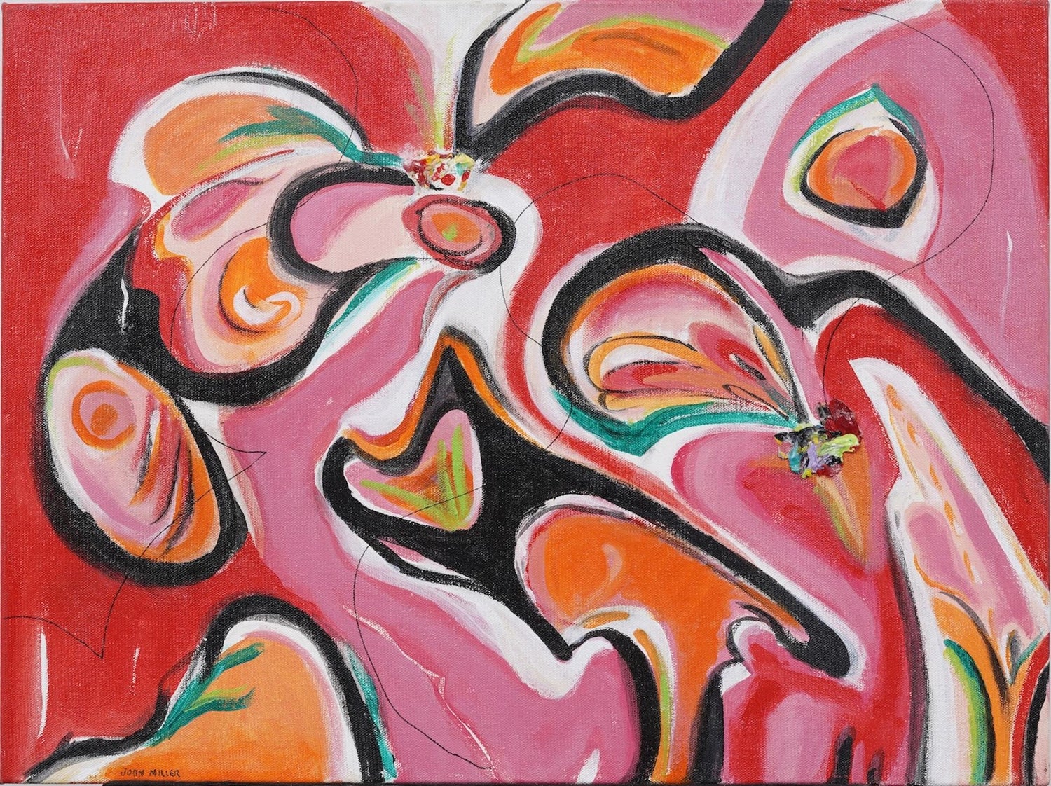 Italian Modernist Pop Art Oil Painting on Cement Mixed Media Paolo Valle, Venice