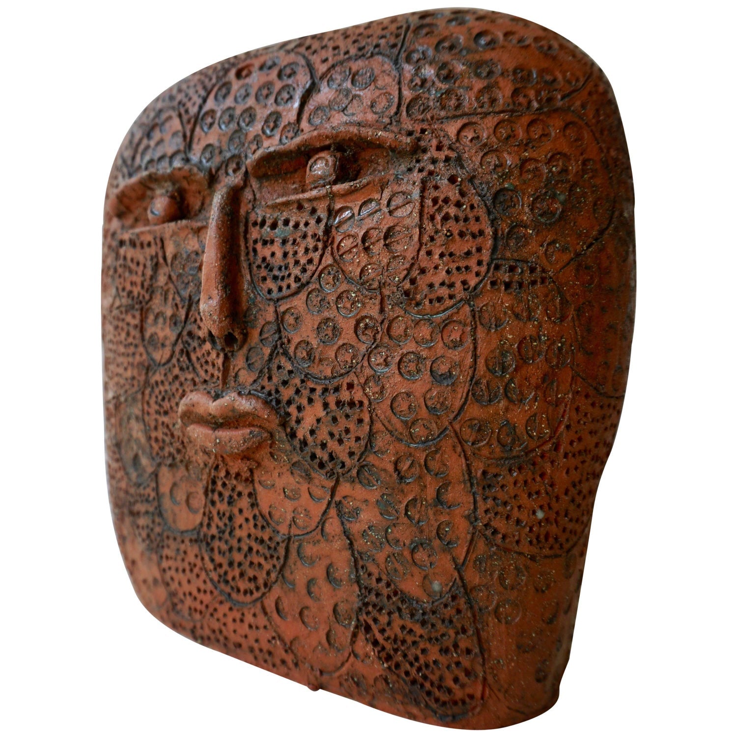 Color Terracotta Modernist Abstract Sculpture Head Russian Artist Alexander Ney