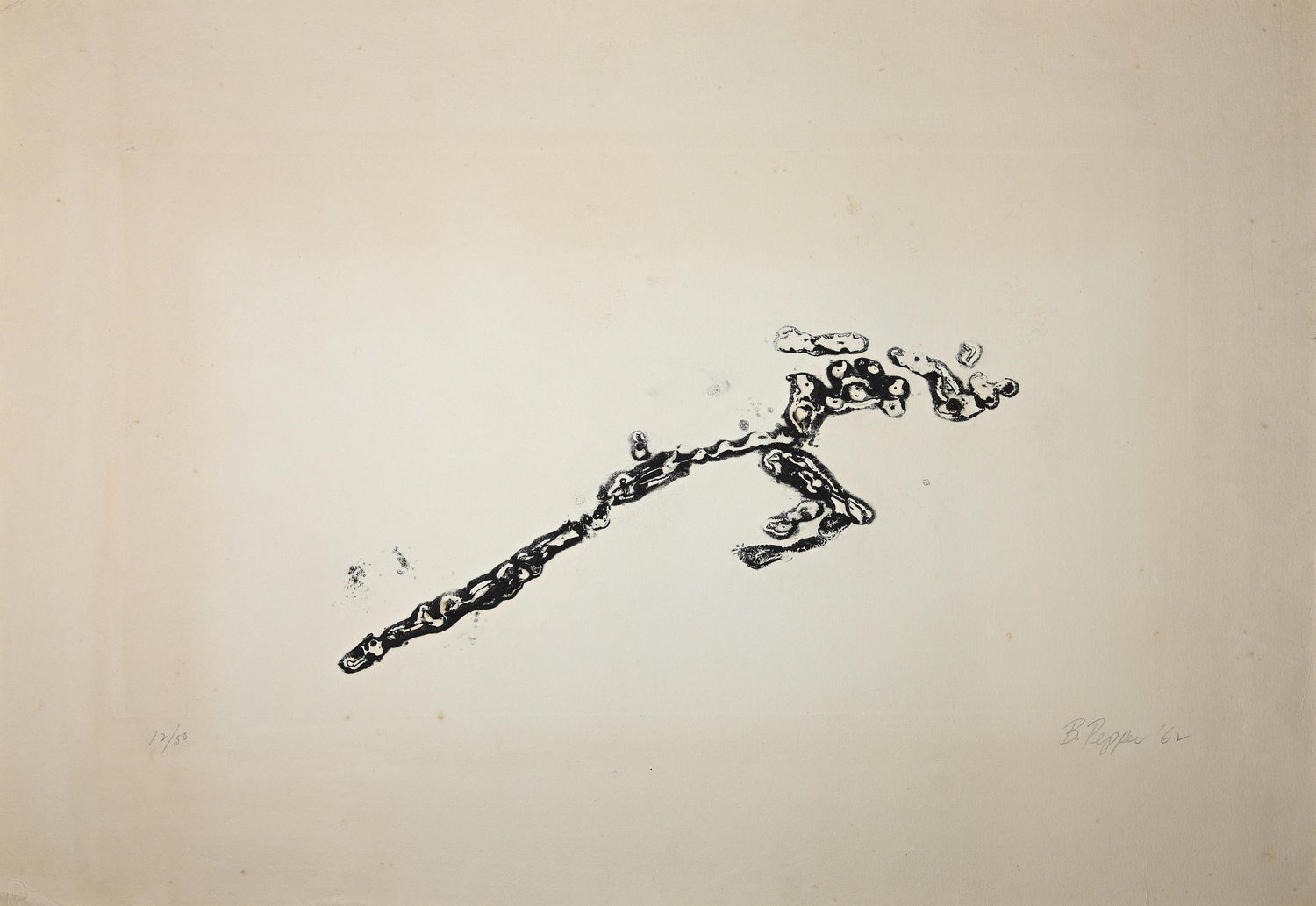 Falling Figure, American Modernist Abstract Etching