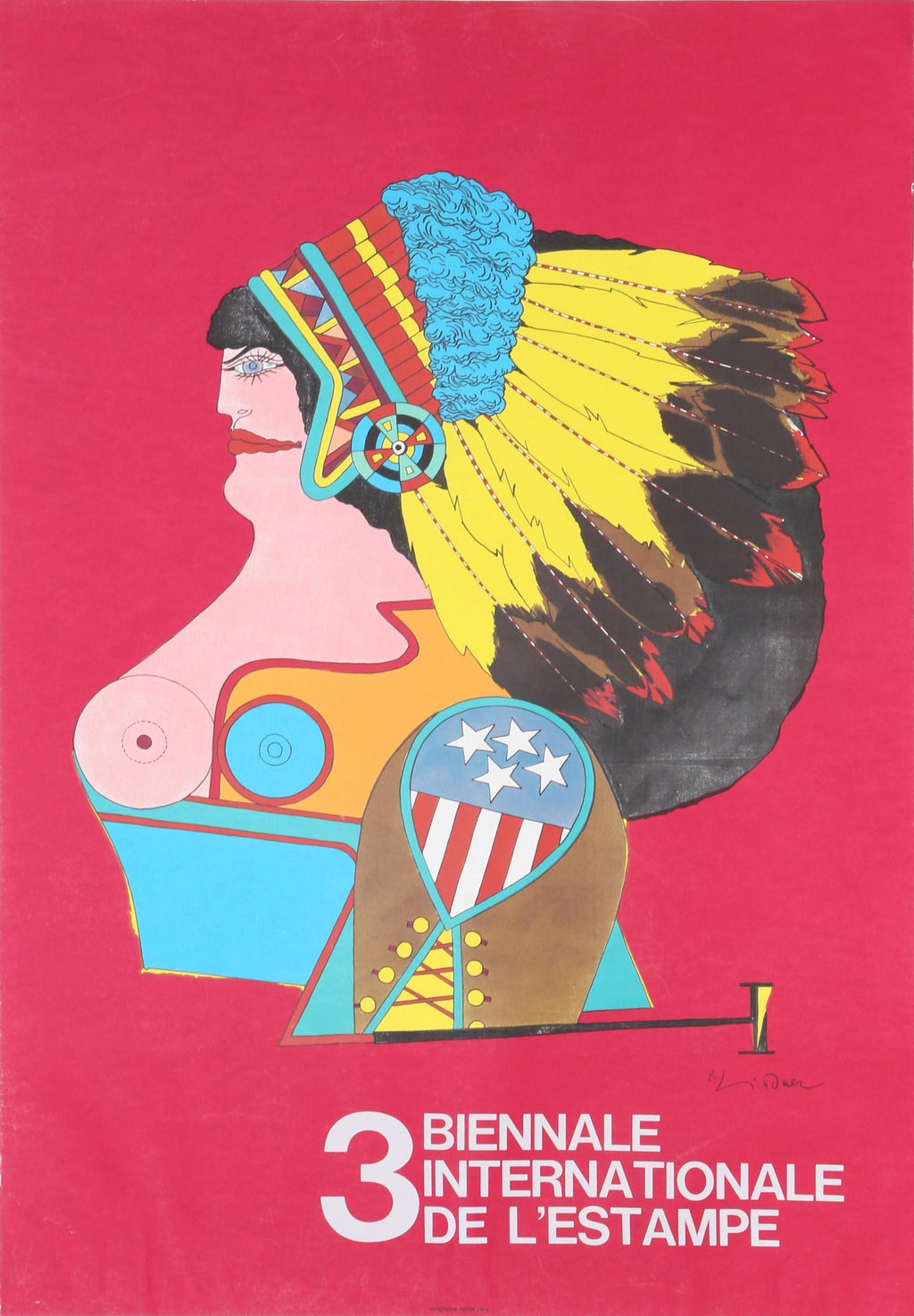 Vintage Modern Lithograph Poster 1960s Pop Art Mod Figure