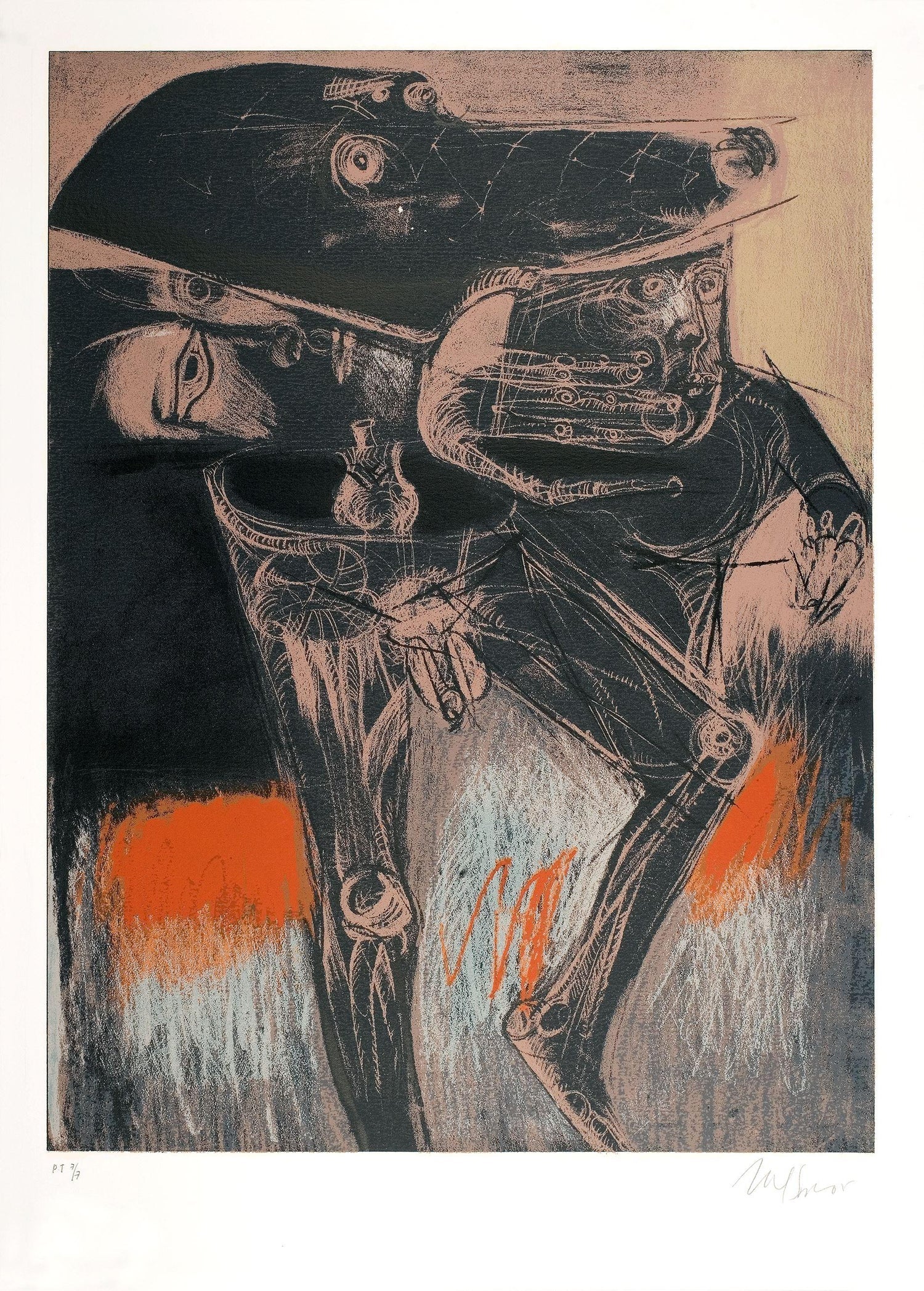Boston Modernist Color Etching Smoking Pipe Aaron Fink Pop Art Print Americana