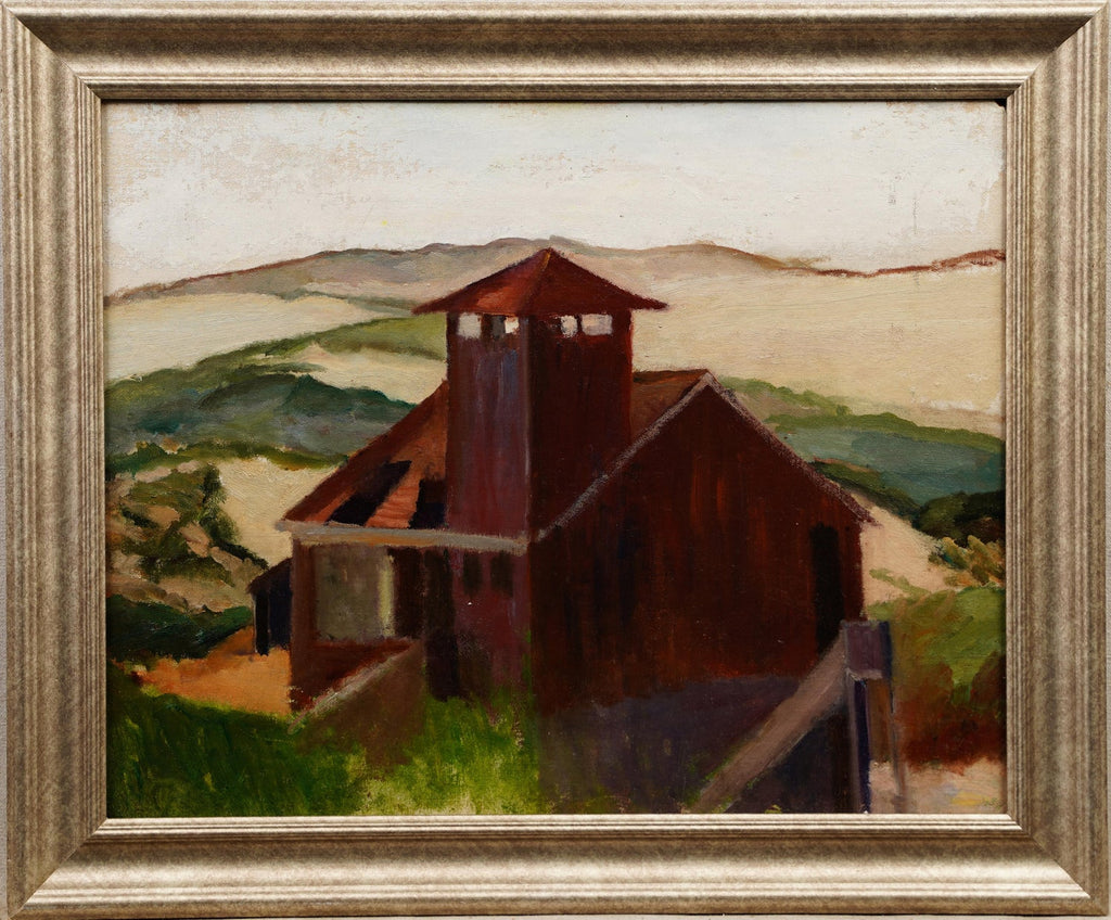 WPA Period "Coastal Village" American Modernist Realism Oil Painting Lev Landau