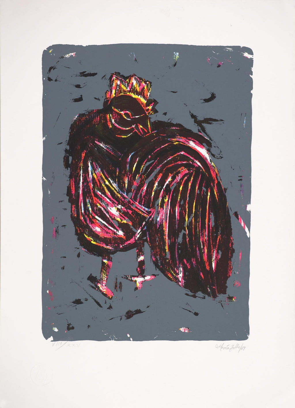 Large German Junge Wilde Rainer Fetting Screenprint Serigraph Print Wolf Pop Art