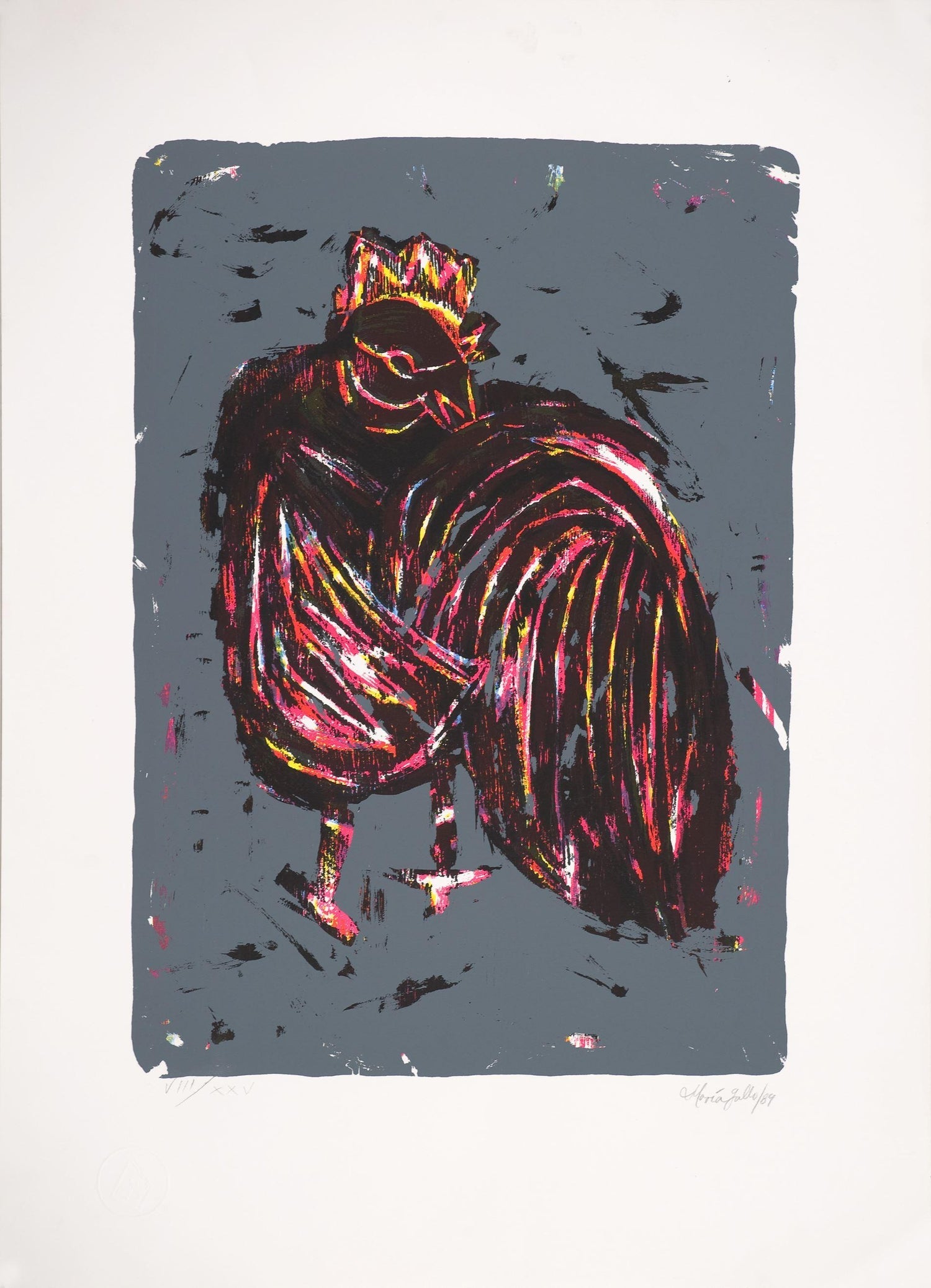 Large German Junge Wilde Rainer Fetting Screenprint Serigraph Print Wolf Pop Art