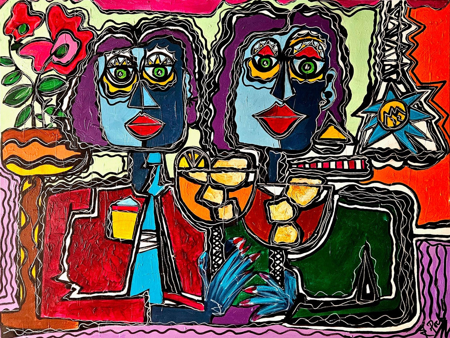 Large Spanish Pop Art Catalan Mixed Media Collage Painting Jordi Prat Pons
