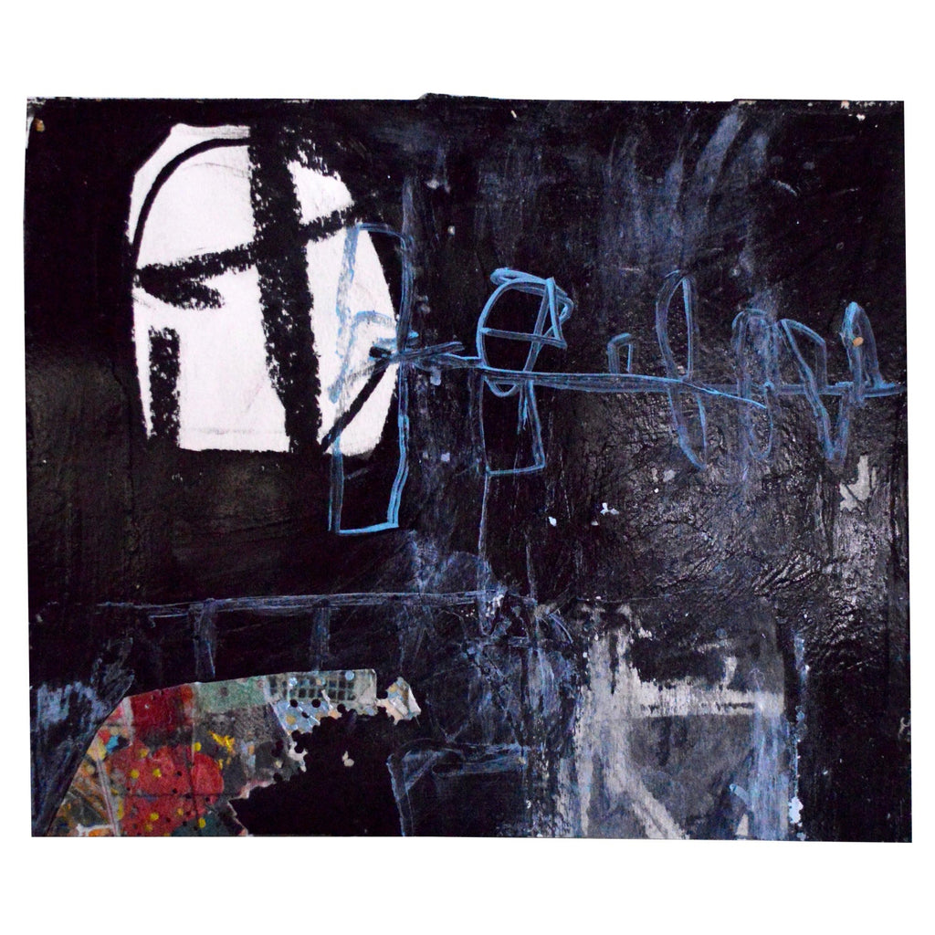 Minimalist  Black Oil Painting, Collage, Mixed Media on Canvas Kevin Larmon