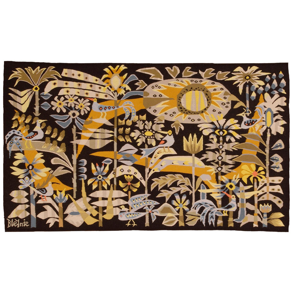 Art Deco French Modernist Handmade Aubusson Gobelin Tapestry Jean Picart Le Doux