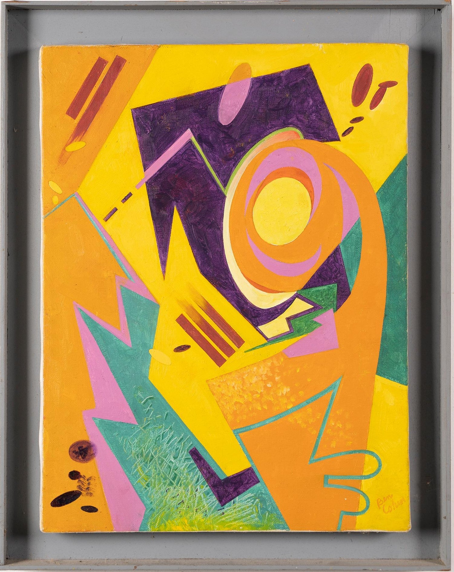 French Post War Geometric Abstract Oil Painting Kinetic Op Art Edgard Pillet
