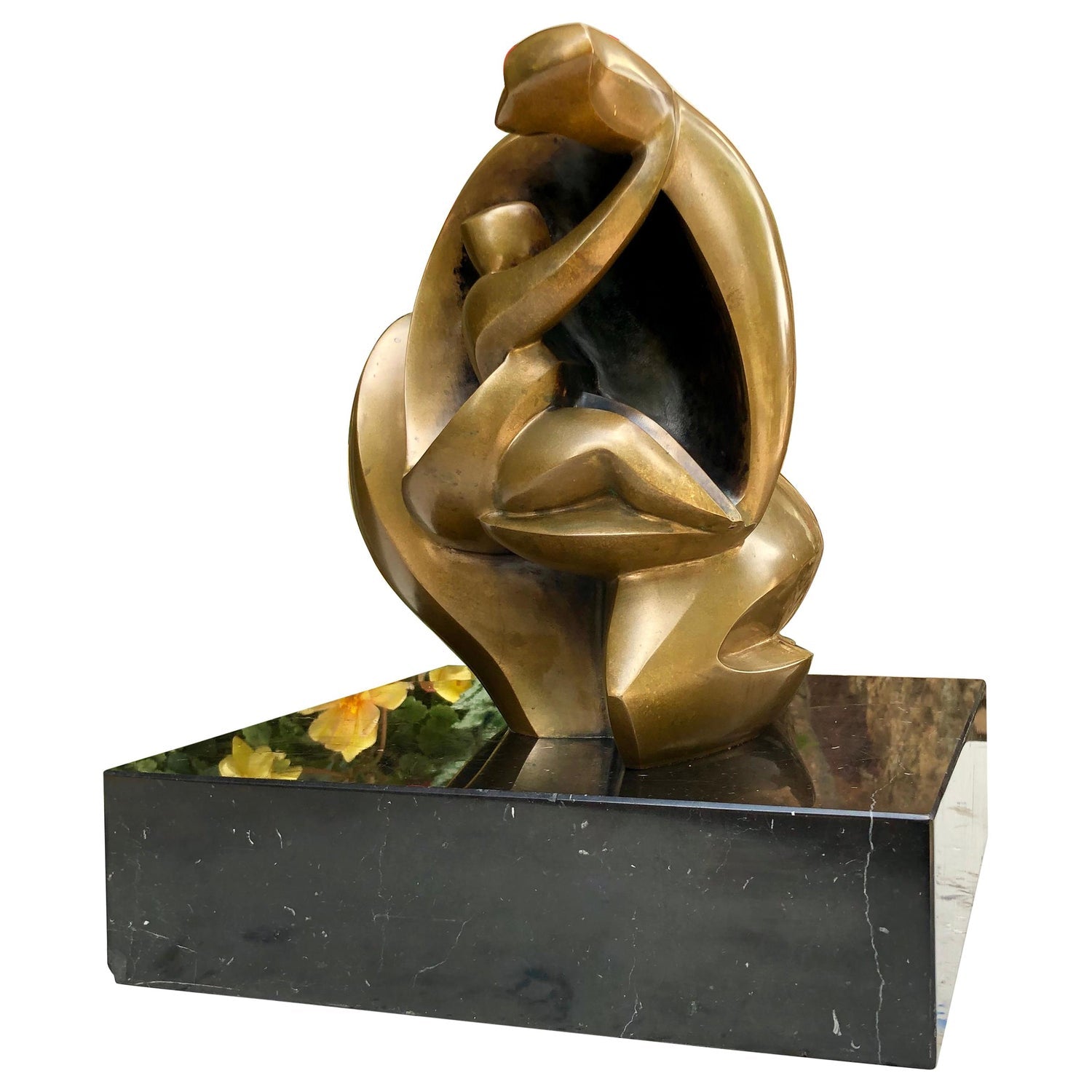 Chaim Gross Mid Century Mod Bronze Sculpture Mother and Baby Playing WPA Artist