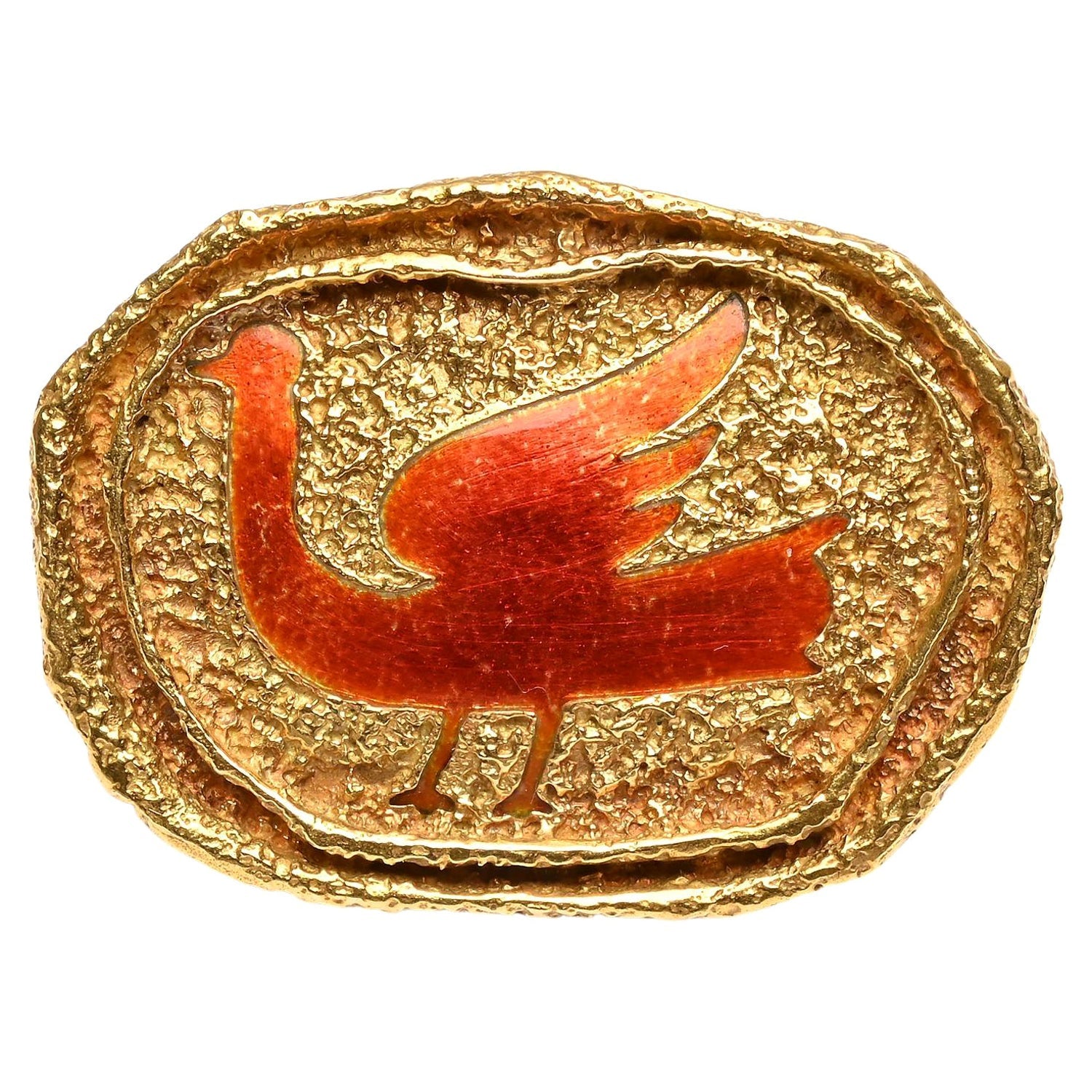 Rare 18 Karat Gold Enamel Georges Braque Sculpture Brooch