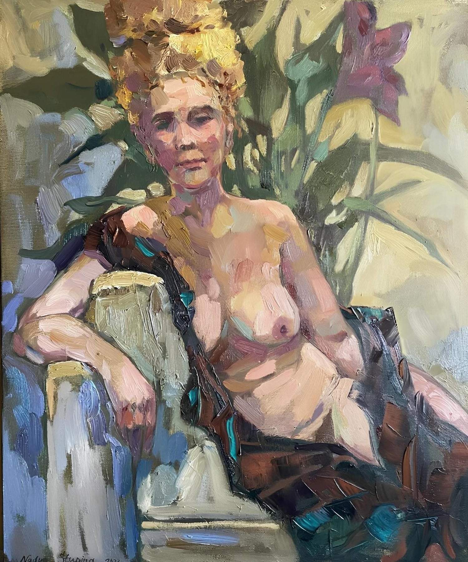 Large Post Impressionist Fauvist Art French Oil Painting Dancer Urbain Huchet