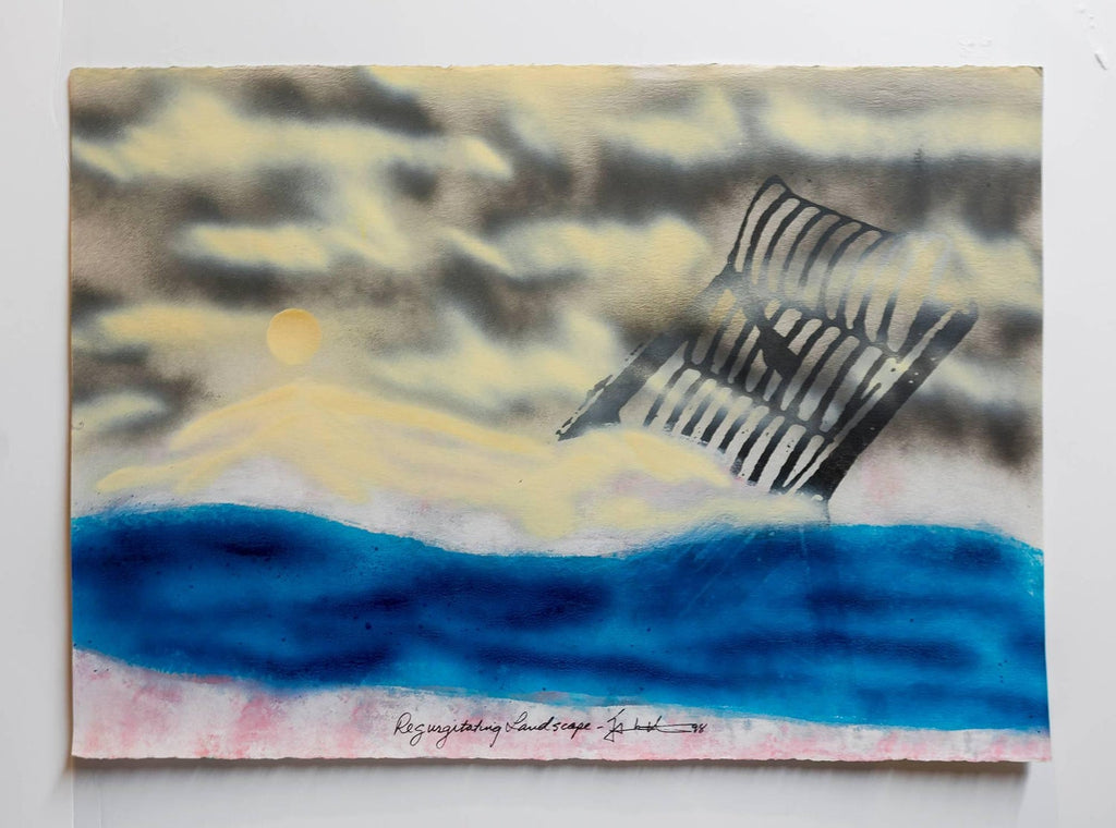 Iain Baxter& "Reaching Landscape" Conceptual Monoprint Painting