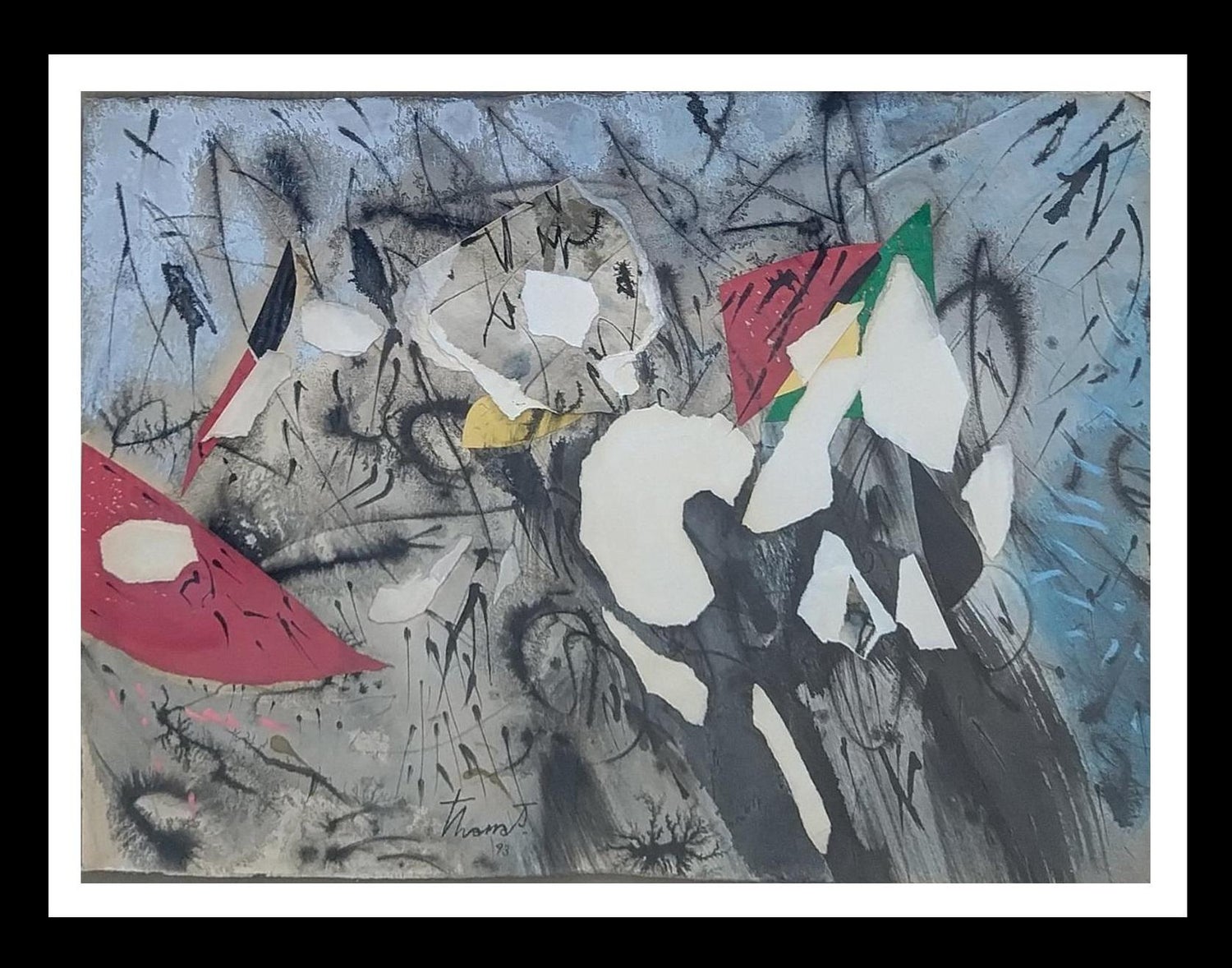 Spanish Pop Art Catalan Mixed Media Torn Paper Collage Painting Jori Prat Pons