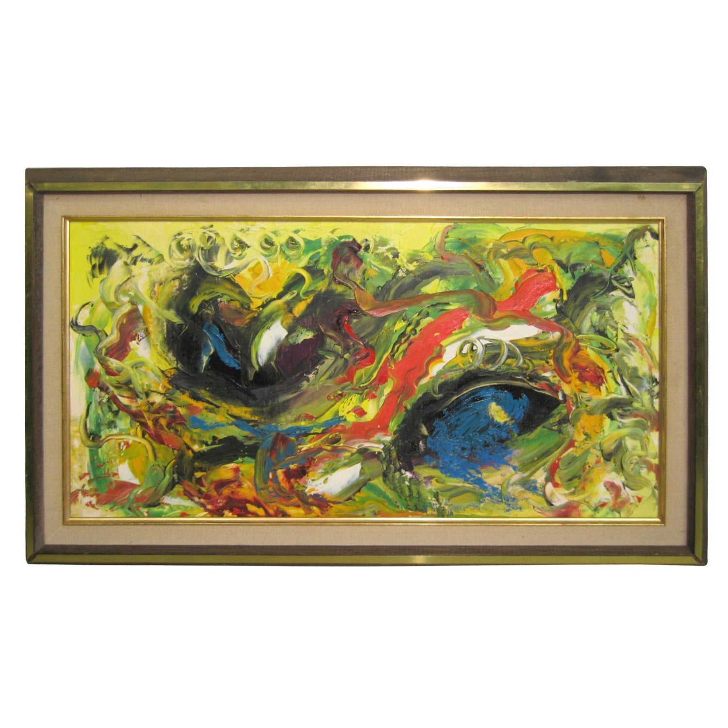 1970's Mod Surrealist Day Glo Fluorescent Acrylic Painting J. James Akston