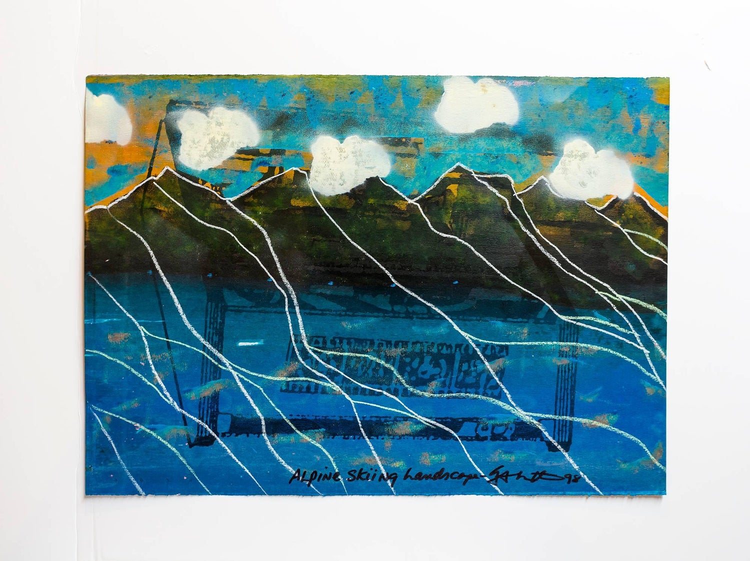 Iain Baxter& "Reaching Landscape" Conceptual Monoprint Painting