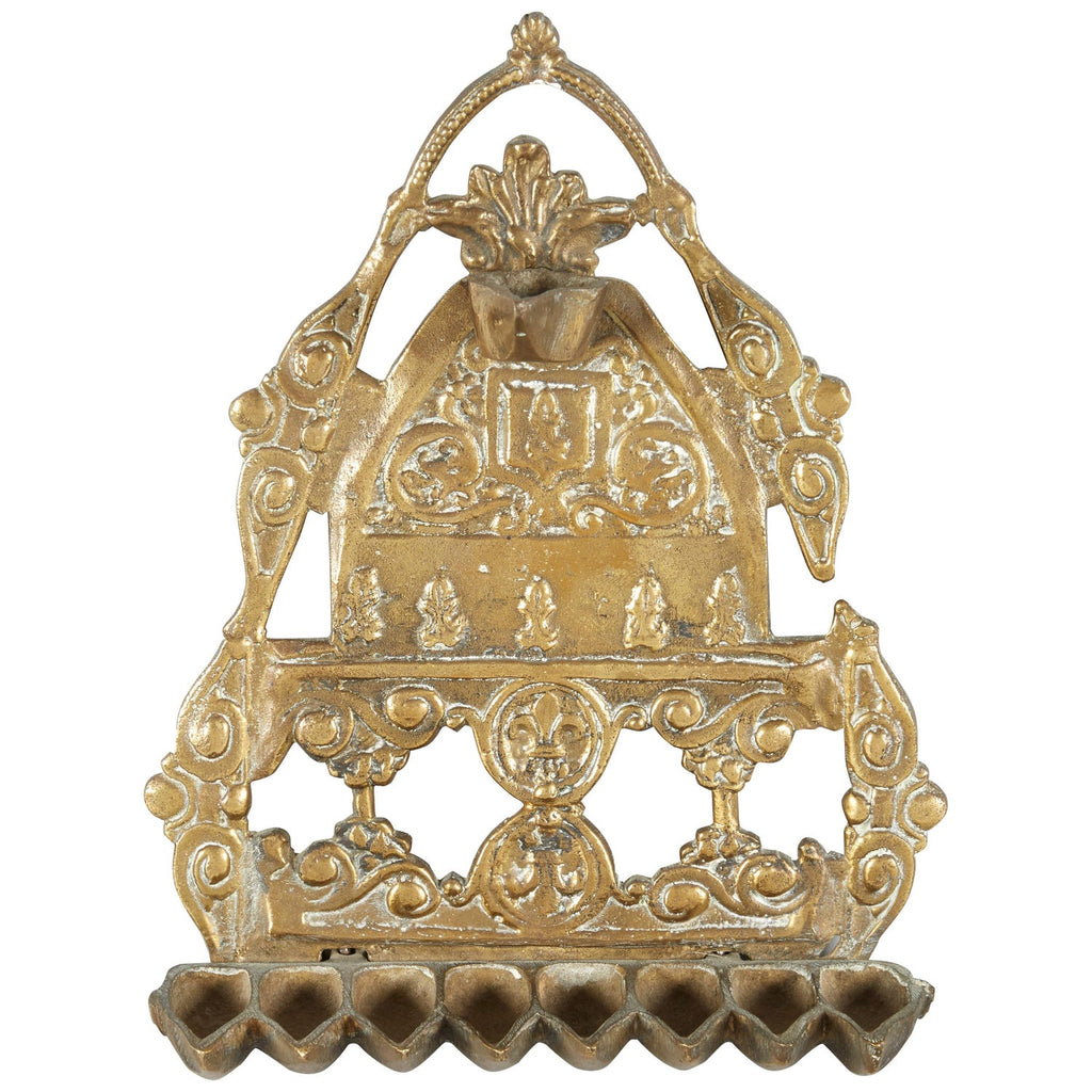 Rare Antique Judaica Hanging Bronze Jewish Synagogue or Temple Oil Lamp w Chain