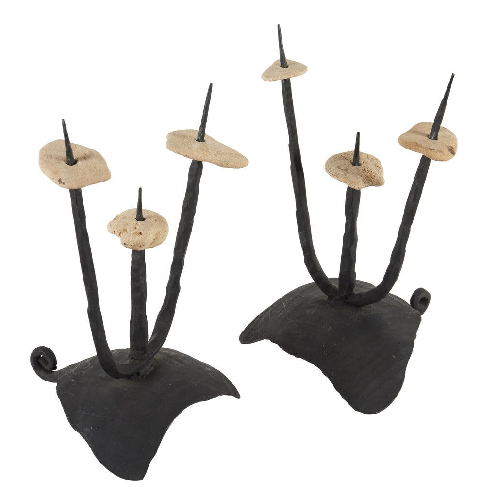 Modernist Brutalist Hand Forged Iron Bookends Sculpture Israeli David Palombo