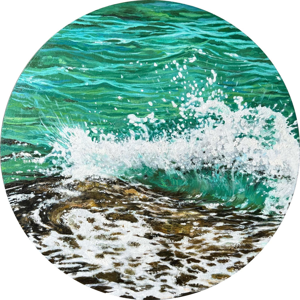 ST BARTH Hyper Realist Beach Scene Rocks and Waves Fabio Aguzzi Oil Painting