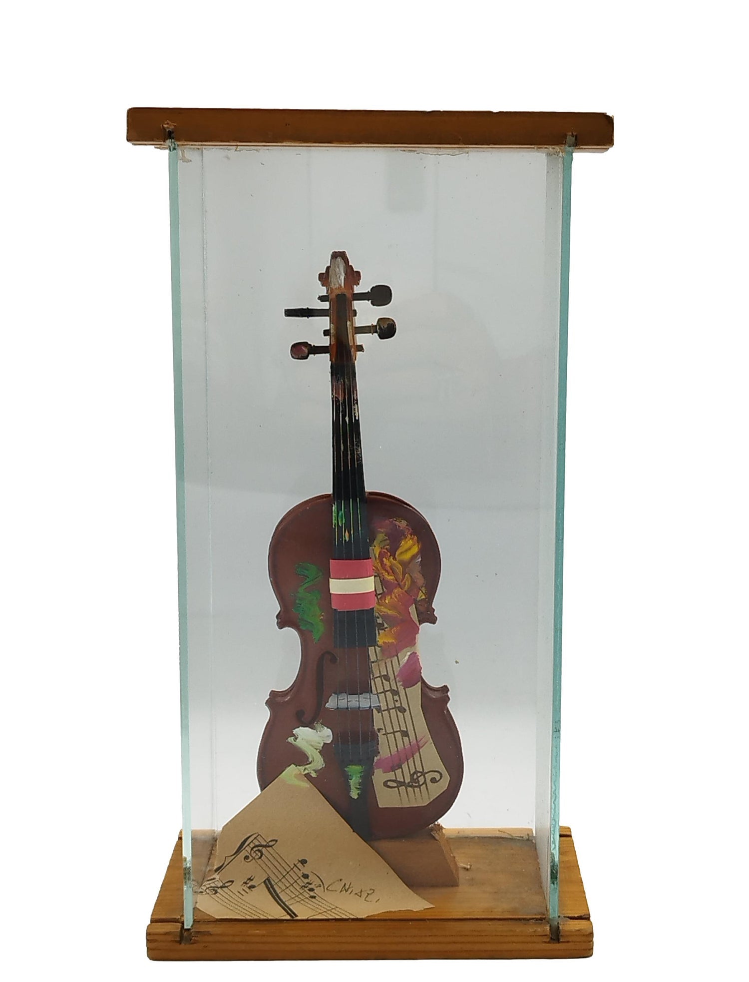 Violin Concerto Hand Signed Mixed media Arman Assemblage Collage New Years Card