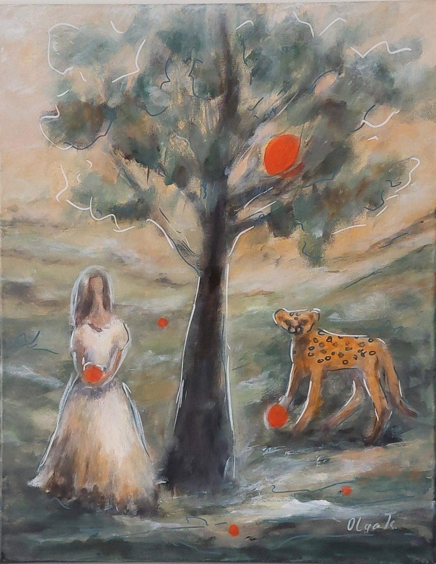 Original Painting "Promises" Tropical Jungle Painting Panthers, Gustavo Novoa